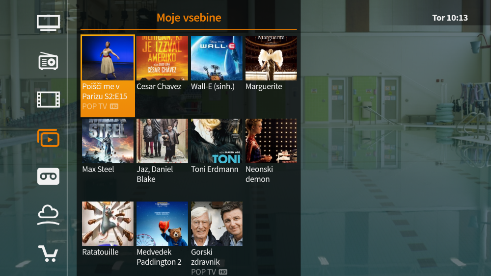 Funkcija »Moje vsebine« za ogled priljubljenih TV vsebin.