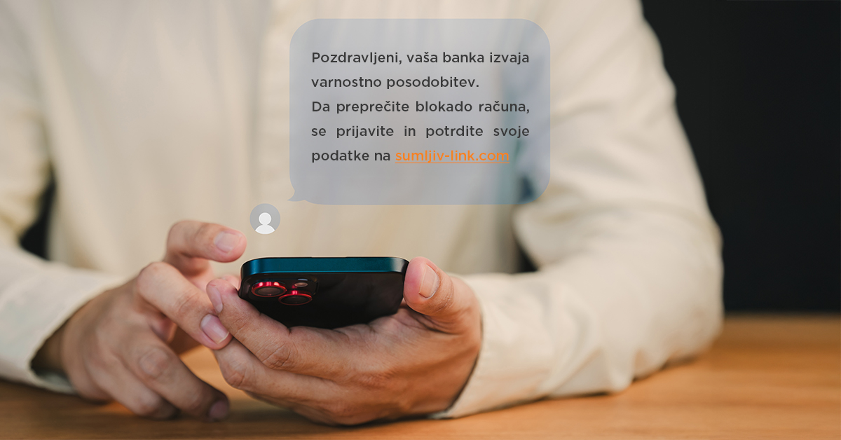 Smishing je oblika kraje podatkov, ki se izvaja preko SMS sporočil.