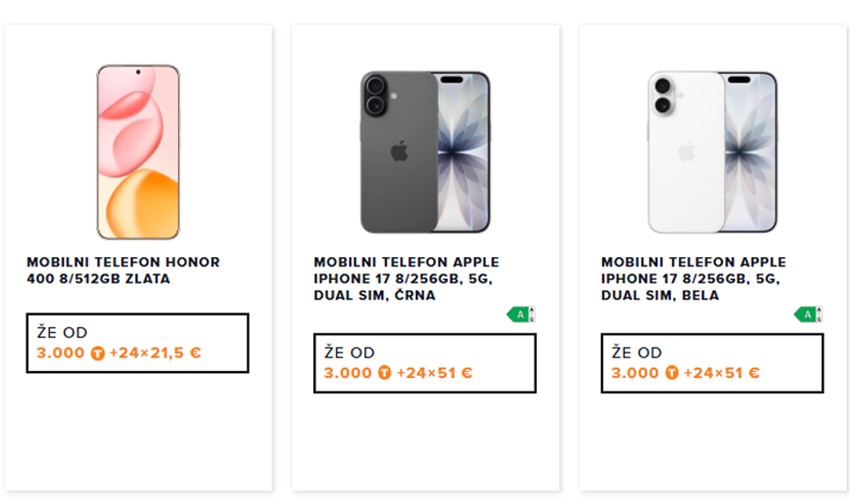 Mobilni telefoni Honor in Apple iPhone