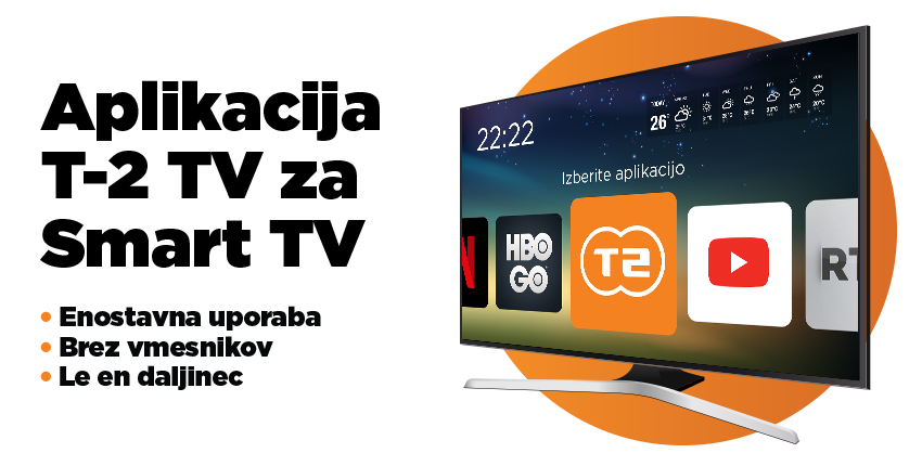 Smart TV aplikacija T-2 TV je enostavna za uporabo, deluje brez vmesnikov in potrebuje le en daljinec za delovanje