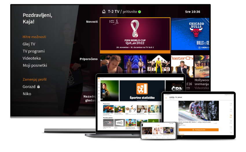 Spremljajte T-2 TV na vseh napravah in kjerkoli znotraj EU.